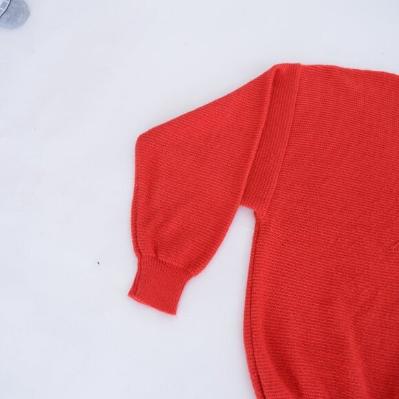 Vintage Amy Su Kung Red Fine Knit Crewneck w Red Snowflake Design Sweater L - Picture 8 of 10